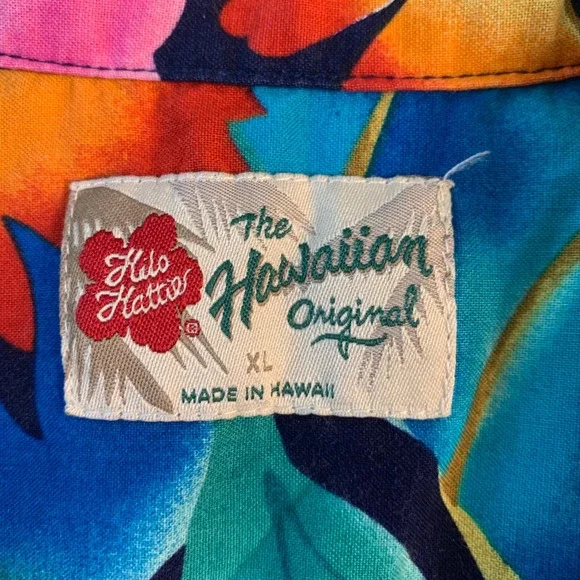 Hilo Hattie Mens XL Aloha Hawaiian Shirt Tropical Floral Print Made in Hawaii - Picture 4 of 12